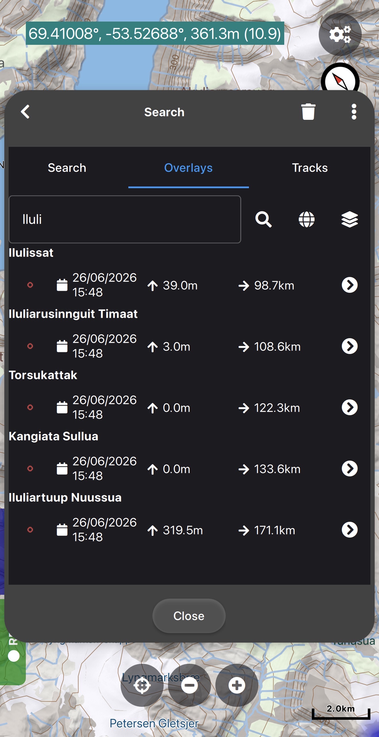 Suche nach interessanten Orten