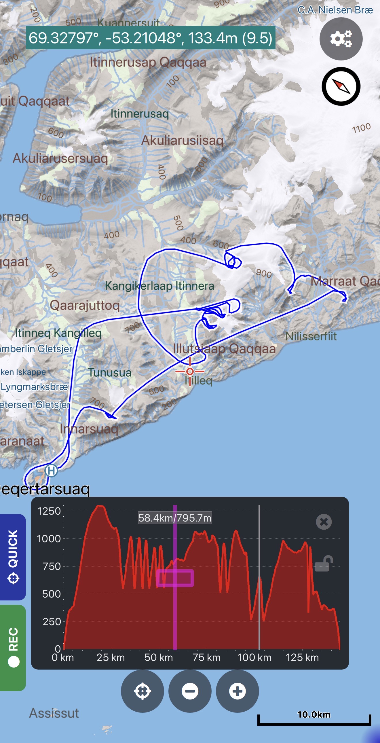 Track mit Höhenprofil